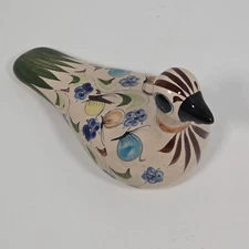 Hand-Painted Mexican Tonala Pottery Bird Figurine Handmade And Numbered 373