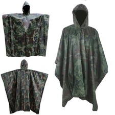 Men Waterproof Hooded US-Army Style Festival Military Army Poncho Rain Coat