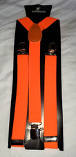 Suspenders Men Or Women Y-Shape Back Clip On Elastic Adjust Neon Orange Color
