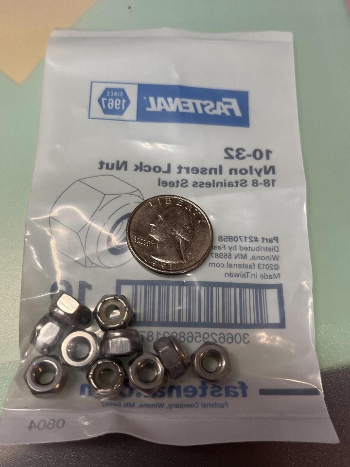 25 Dadi Autobloccanti In Nylon 10-24 – Acciaio Inox 18-8, Esagonali, Rivercity Fastener