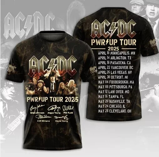 AC/DC Power Up Tour 2025 3D Shirt, Rock Band Shirt, Pwr Up Tour 2025 Shirt
