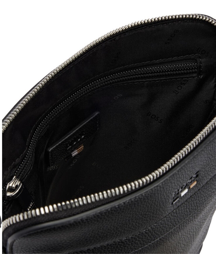 New Boss Hugo Boss Cross Body Envelope Black Messenger Bag Pebbled