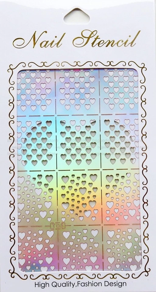 Nail Art Vinyl Stencil Guide Decal Manicure Tip Stamping Tool Love Heart Style - Image 2 of 4