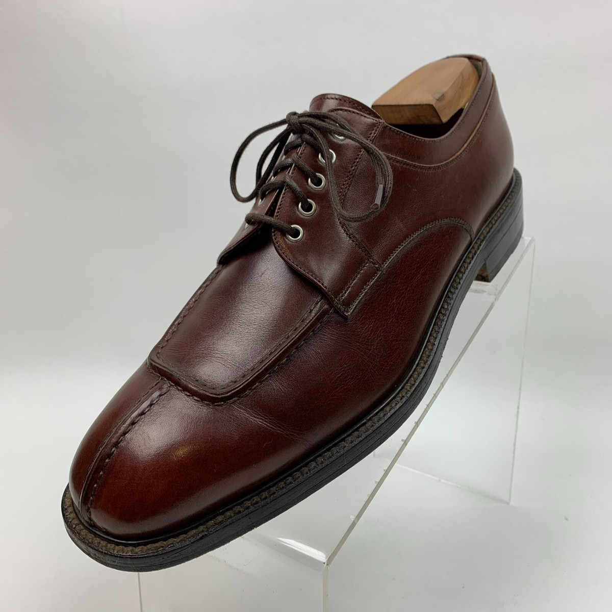 Joseph Abboud Oxford Brown Leather Split Round Toe Lace Up  display picture 1