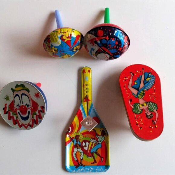 Noisemakers TIN Lot Of 5 VINTAGE Party New Years Eve Mid Century Party