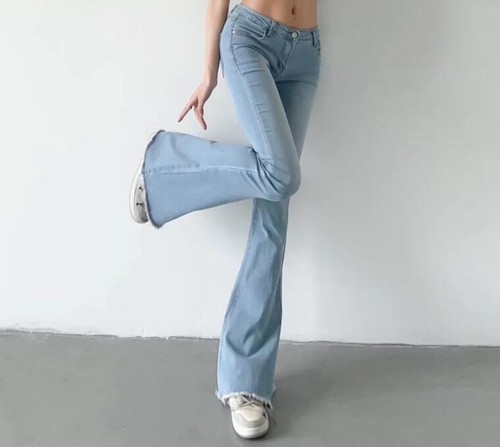 Women's High Waist Flare Bell Bottom Jeans Stretch Bootcut Denim Pants - Picture 11 of 24