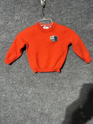 Boys Lacoste Crew Neck Sweater Orange Gator Cotton Wool Blend