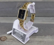 Armitron Women's Genuine Crystal Accented Black Dial Watch - 75/5839BKGP - NEW!