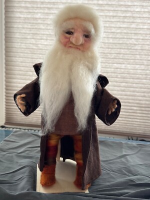 Needle felted dwarf fashioned after Balin from The Hobbit