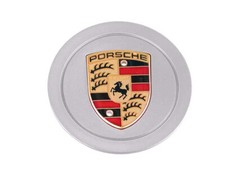 Genuine Porsche Wheel Center Cap - Arctic Silver W Colored Crest 993361303109a1