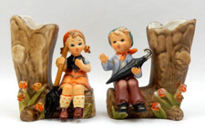 VINTAGE MATCHING BOY & GIRL MINI BUD VASES, ERICH STAUFFER S8537, MADE IN JAPAN