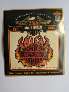 1992 Harley-Davidson Temporary Tattoos Motor Cycles Fire