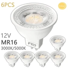 6-Pack MR16 LED Bulbs 12V GU5.3 Bi-Pin 3000K/5000K 5W/50W Equivalent Spotlight