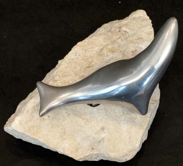 HOSELTON Aluminum & Marble SEAL Abstract ART SCULPTURE MidCentury