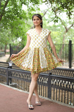 Indian hand block cotton angrakha short dress personalized wedding gift on sale