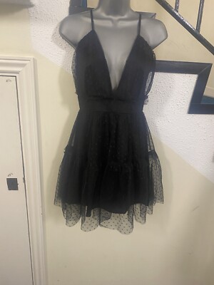 black dobby mesh ruffle skater dress Flirty Energy Ruffle Skater Dress