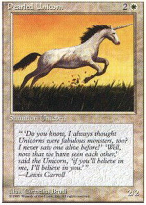 MTG Pearled Unicorn, Moderate Play, English Alternate Fourth Edition 4th