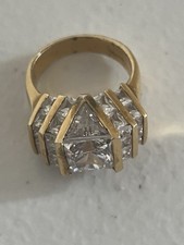 Fashion Silver Gold Plated Cubic Zirconia Ring Size 5.5
