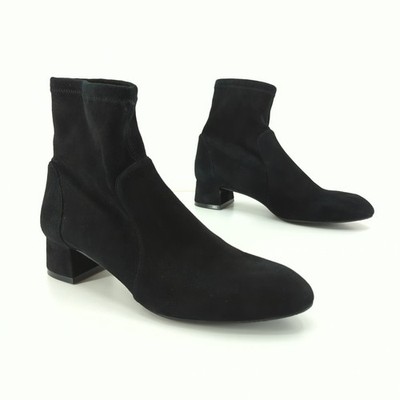 Stuart Weitzman Women 8.5 Grace Sock Bootie Boots Black Suede Ankle NEW FLAW