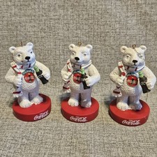 Always Coca Cola White Polar Bear Christmas Ornaments Lot Of 3