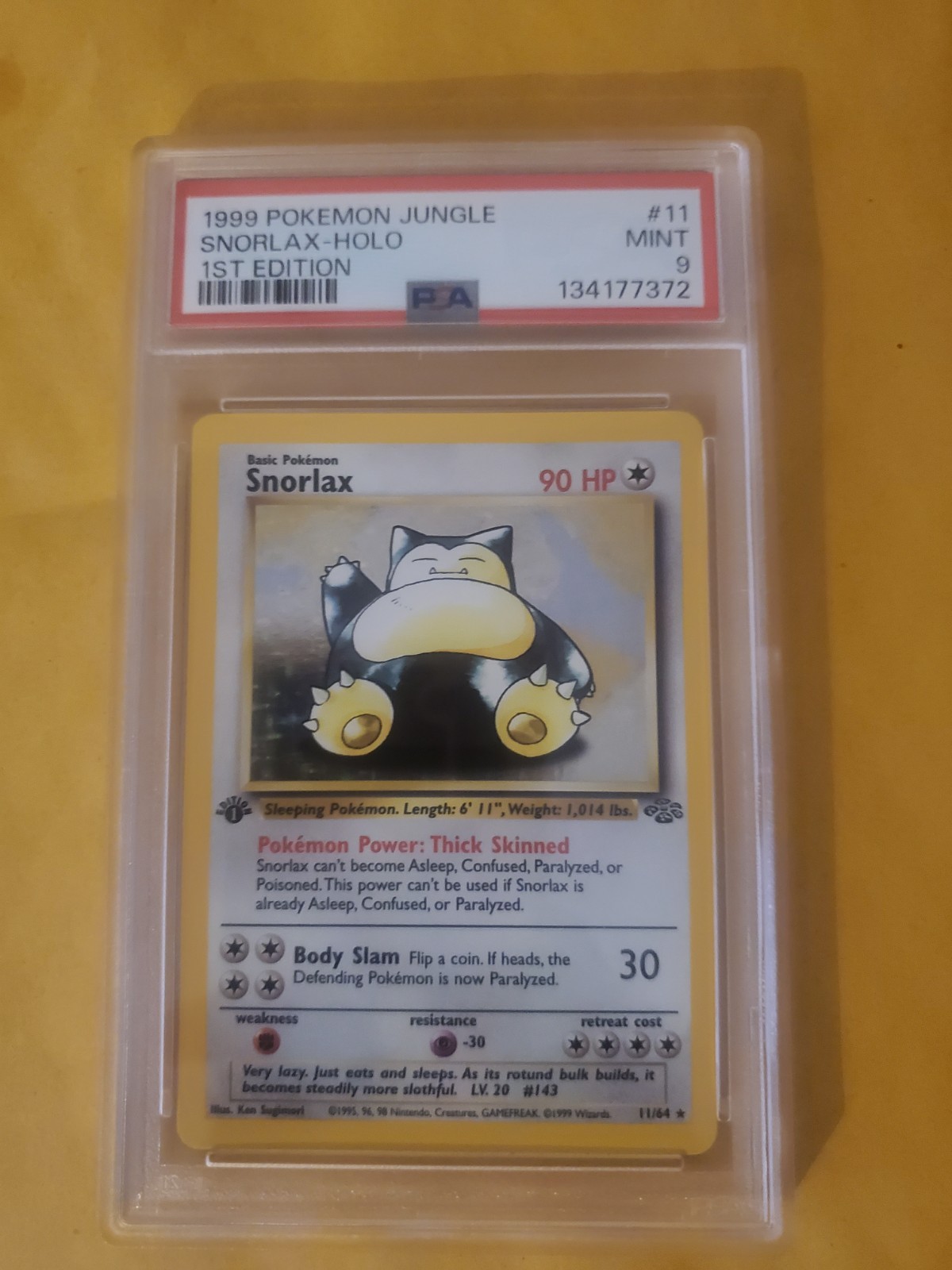 Pokemon Jungle 1st Edition Snorlax Holo Rare #11 PSA 9 Mint
