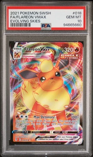 2021 POKEMON SWORD & SHIELD EVOLVING SKIES #018 FA/FLAREON VMAX PSA 10