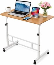 Adjustable Laptop Table – Portable Rolling Desk on Wheels for Bedside & Sofa Use