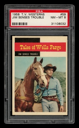 1958 T V Westerns Set-Break # 59 Jim Senses Trouble PSA 8 NM-MT