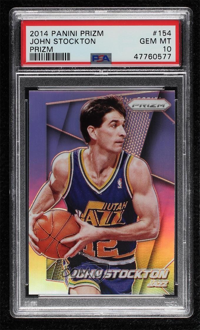 2014-15 Panini Prizm Silver Prizm John Stockton #154 PSA 10 GEM MT HOF 00ur