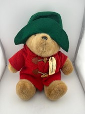 Vintage Eden Toys Paddington Bear 14" Plush Red Coat Green Hat Original Tag