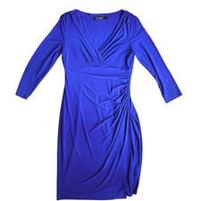 Lauren Ralph Lauren 3/4 Sleeve V Neck Wrap Dress Chic Office Classic Cocktail 8