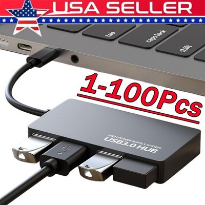 4 Port USB Hub Splitter For PC Mac MacBook Notebook Laptop Desktop Portable Lot