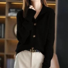 Cashmere Knitted Sweater Cardigan for Women Winter Pullover Loose Fit Coat .