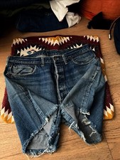 Vintage 60s Levis 501 Big E Redline Selvedge Single Stitch Cutoff Shorts 34/7