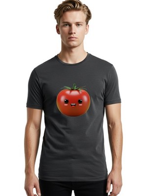 Smiling-Tomato Mens Graphic Tee, 100% Cotton, Casual Summer Wear