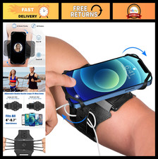 360 Rotatable Running Armband for 4-6.7" Smartphones, Key Holder for Hiking, Bi