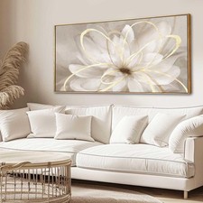 Framed Abstract Wall Art Gold Pictures Wall Decor Line Painting on Canvas 20"...