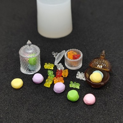 Mini Dollhouse Food Jar Silicone Mold Candy Cookie Jars Model Dollhouse Decor