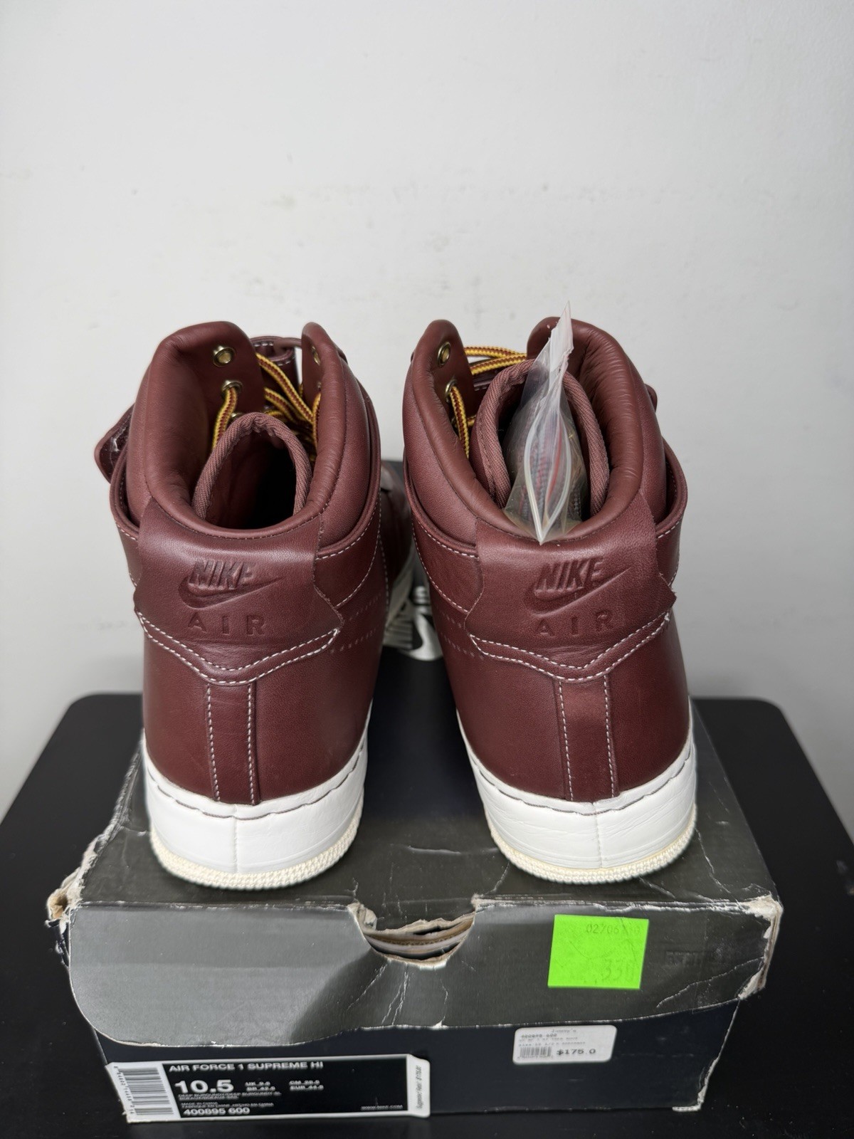 Nike Air Force 1 SUPREME HI HIGH DEEP BURGUNDY WORK BOOT 10.5 Rare Stash Vlone image 4