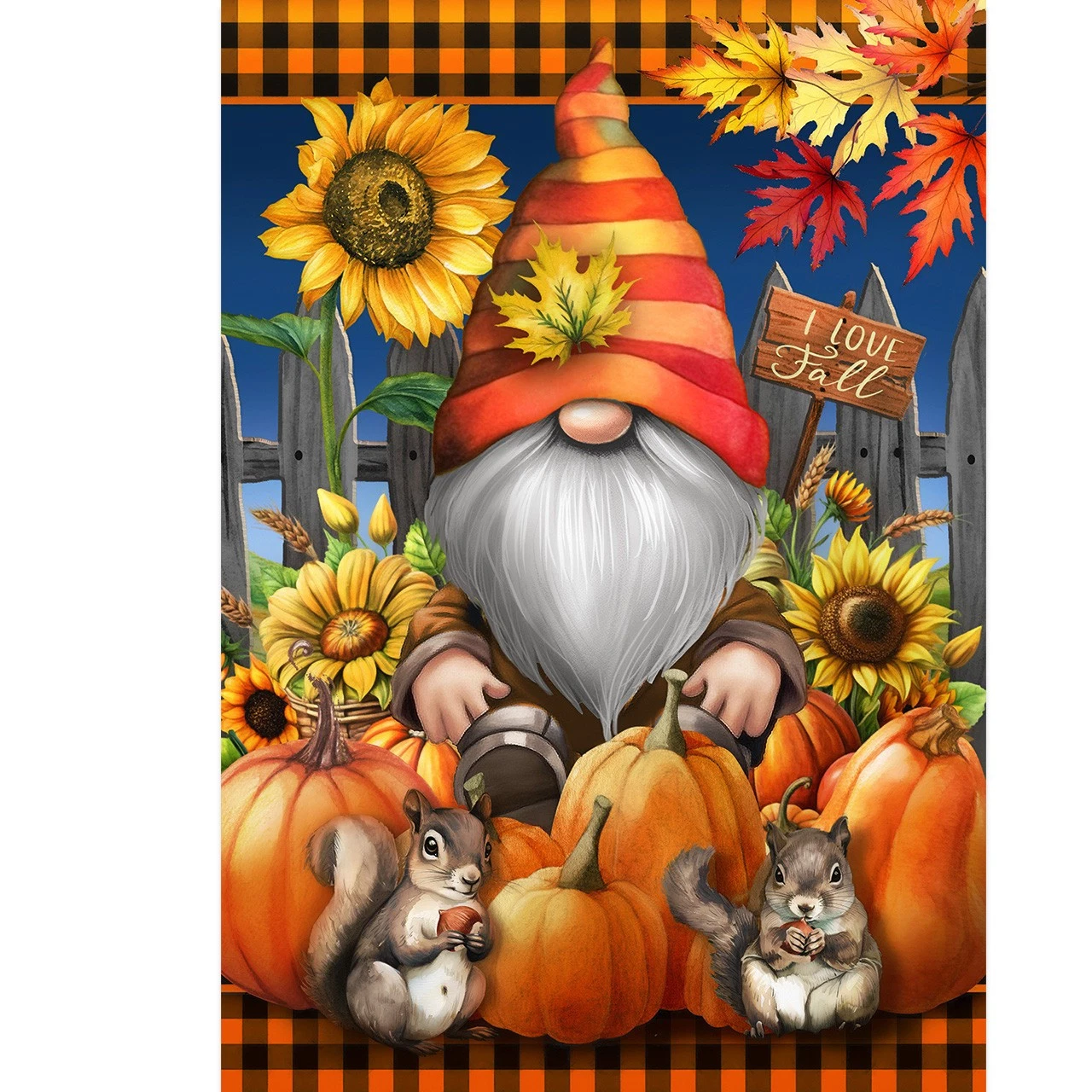 Briarwood Lane Gnome and Pumpkins Garden Flag