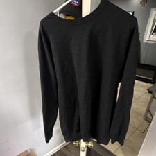 Men's Black Pullover Crew Neck Sweater Long Sleeve Solid Casual