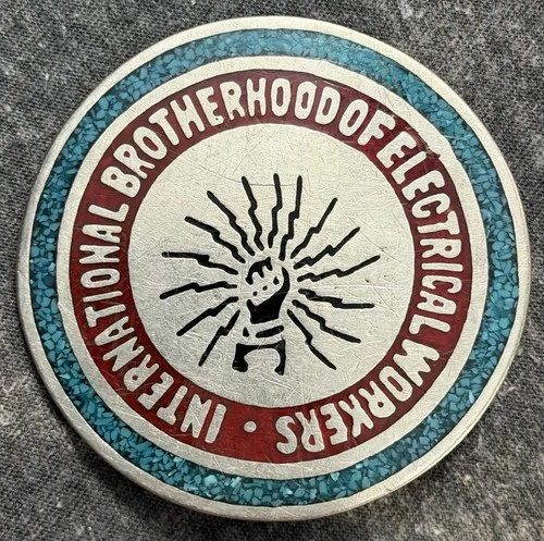 VTG IBEW Belt Buckle Iconic Logo MINOR DAMAGE - product listing photo