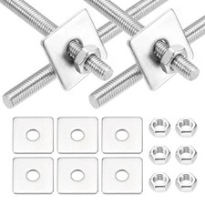 6Set M5x70mm Fully Threaded Rod 304 Stainless Steel Rod with Nut Square Washer