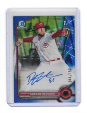 2022 Bowman Chrome Blue Ray wave Auto Graham Ashcraft/150 1st Cincinnati Reds