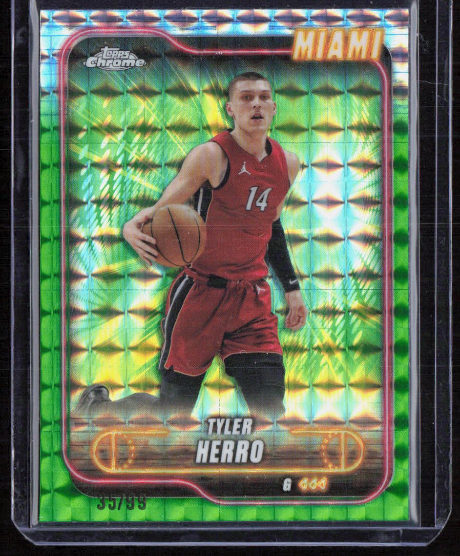 2024-25 Topps Chrome #79 Tyler Herro Green Geometric Refractor #/99