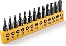 13Pcs Torx Star Punch  Security Bit Set T4-T40 Magnetic Star Bit 1/4" Hex Shank