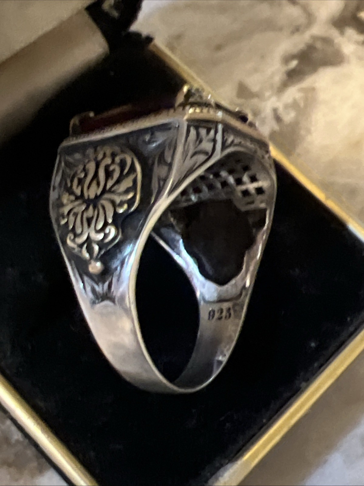 Lab Created Emerald Cut Ruby Ring 925 Silver Ligh… - image 7