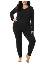  Plus Size Thermal Underwear Women Long Johns Fleece Lined Base Layer 1X Black
