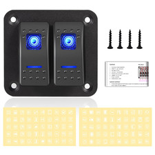 Switch Panel 2 Gang Aluminum Toggle Switch Waterproof 12v24v Marine Rocker Pan