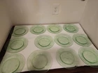 Antique Green depression glass plates Bowls CUPS Sugar& Cream  LOT OF 25 ITEMS